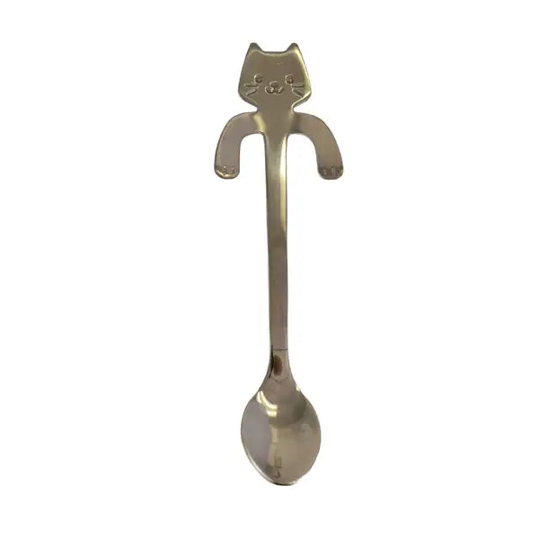 Cat Hanging 4.5"L Tea Spoon Silver