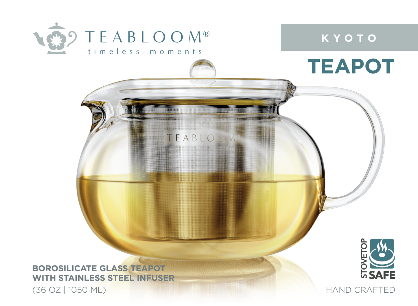 Teabloom Kyoto Glass Teapot with Removable Insfuser: 24 OZ