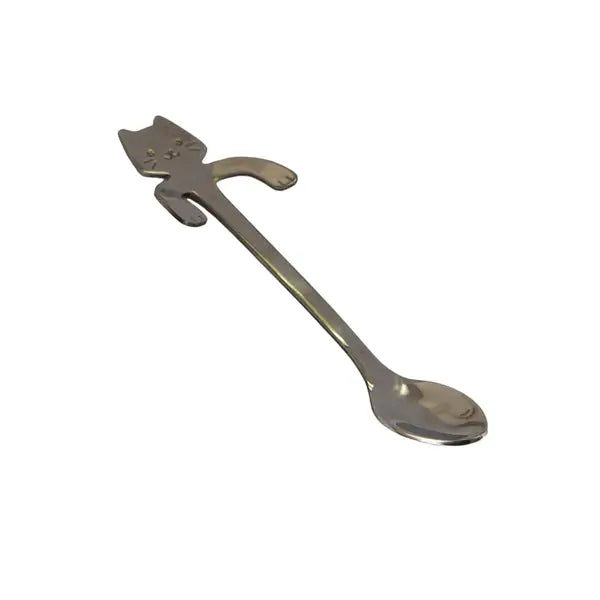 Cat Hanging 4.5"L Tea Spoon Silver