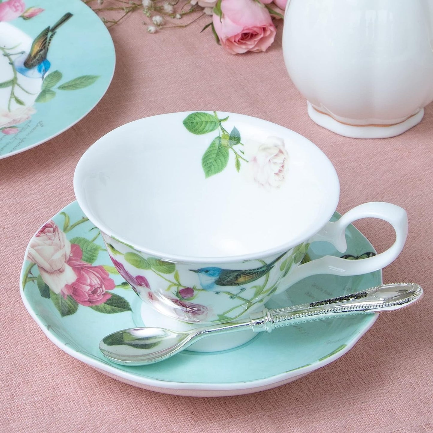 Blue Jay and Flowers Teacup