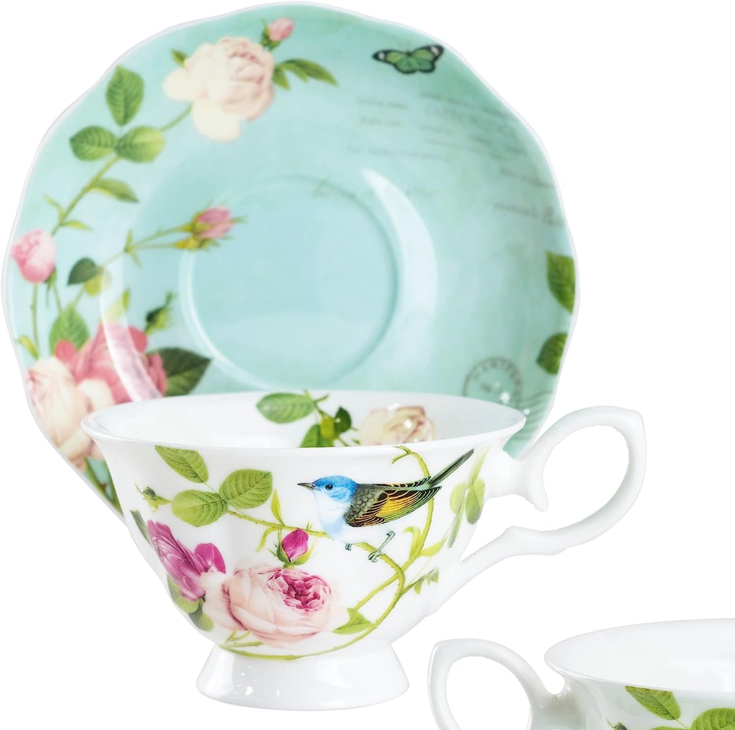 Blue Jay and Flowers Teacup