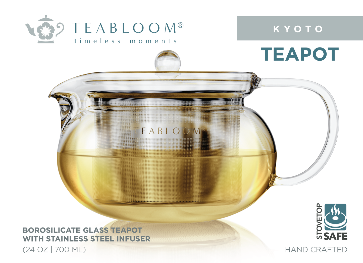 Teabloom Kyoto Glass Teapot with Removable Insfuser: 24 OZ