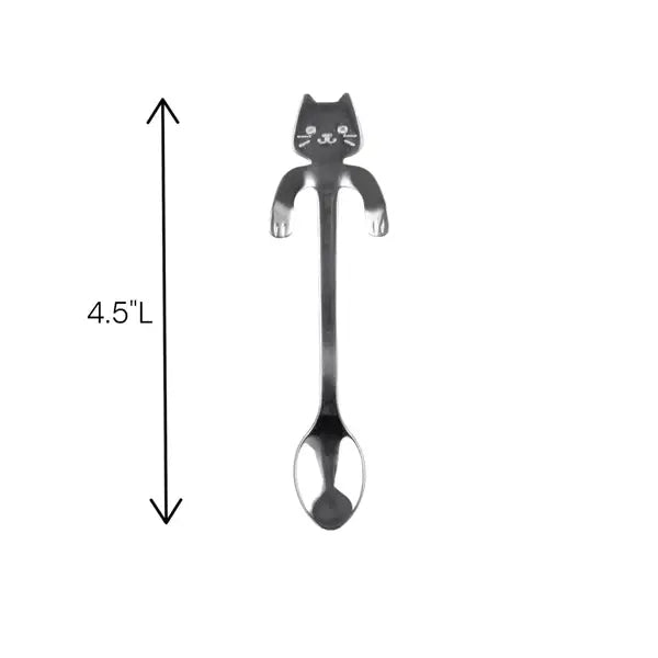 Cat Hanging 4.5"L Tea Spoon Silver
