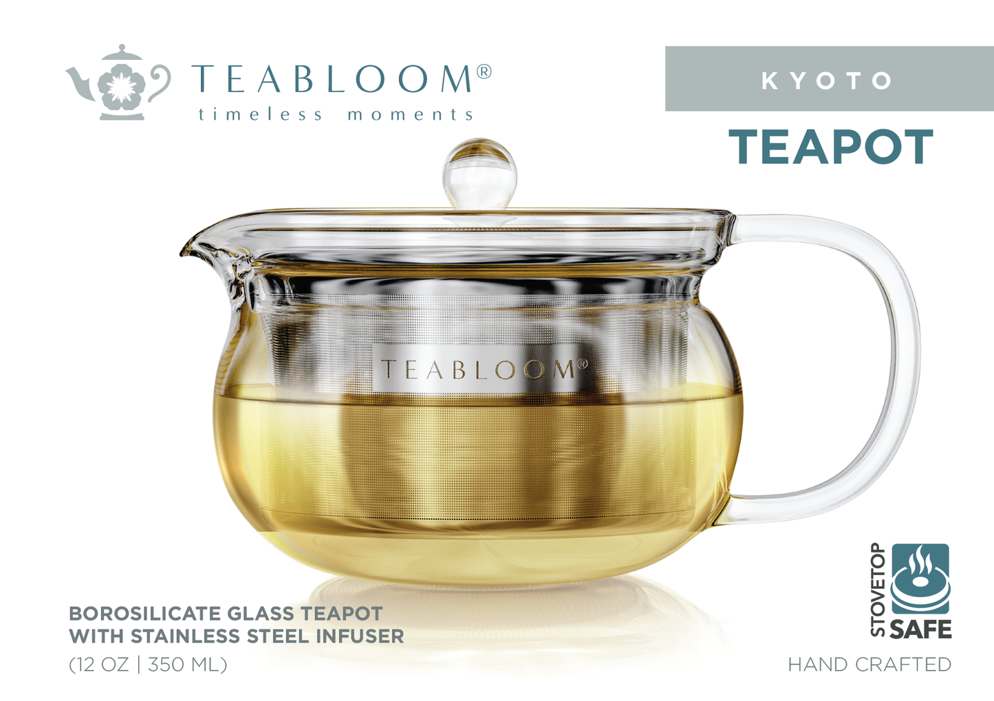 Teabloom Kyoto Glass Teapot with Removable Insfuser: 24 OZ