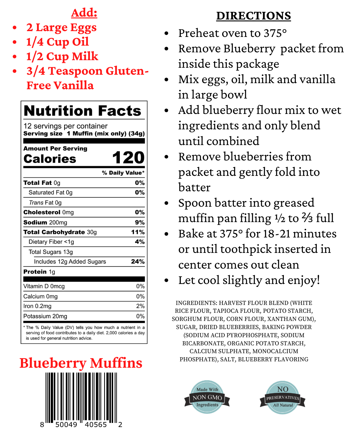 Gluten-Free Blueberry Muffin Mix
