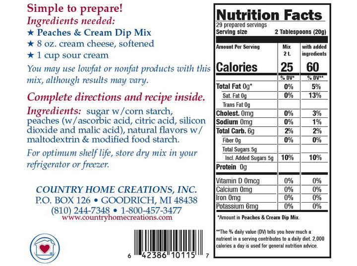 Peaches and Cream Dip Mix