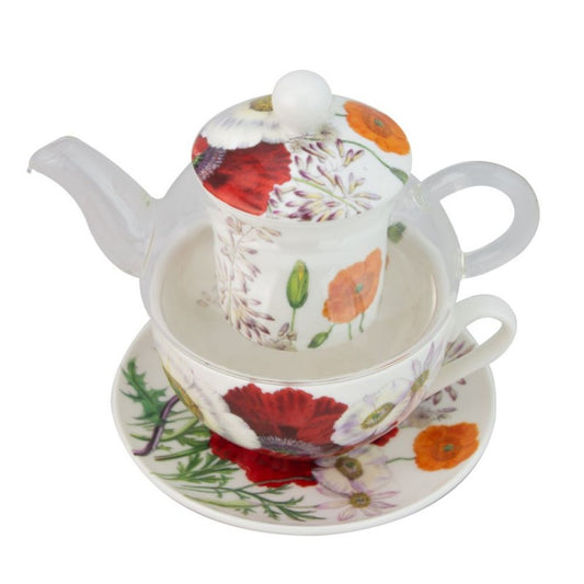 Poppy Field Glass Tea For One