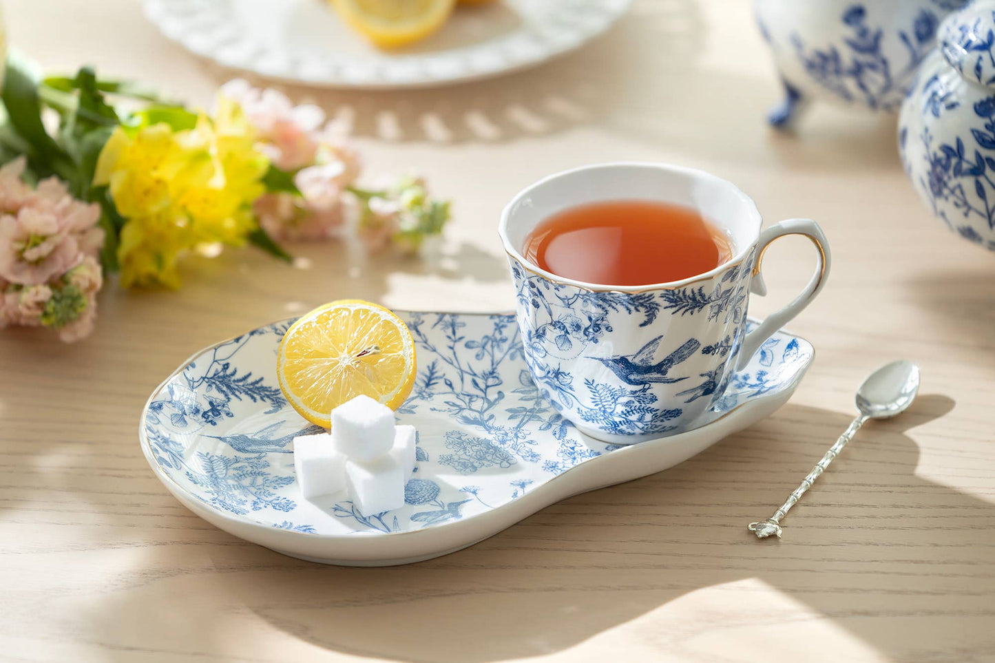 Blue Bird Toile 7oz Fine Porcelain Tea Snack Set
