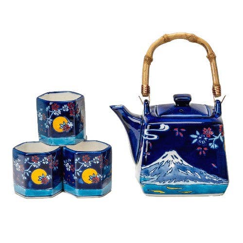 Fuji Mountain Design Tea Set 20oz Tea Pot with 4 Hexagon Cups (4/8)