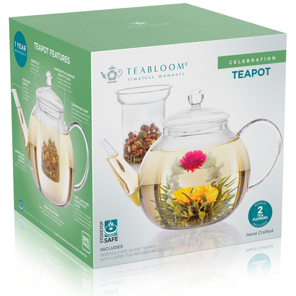 Teabloom Stovetop & Microwave Safe Glass Teapot