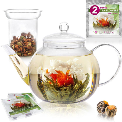 Teabloom Stovetop & Microwave Safe Glass Teapot