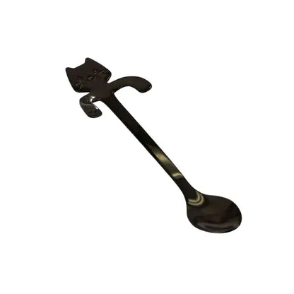 Cat Hanging 4.5"L Tea Spoon Black