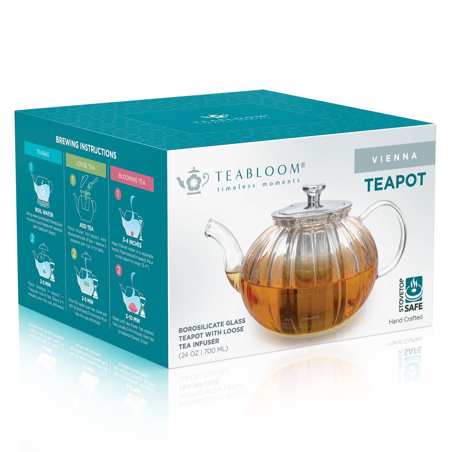 Teabloom Vienna Glass Teapot With Removable Infuser: 37 OZ