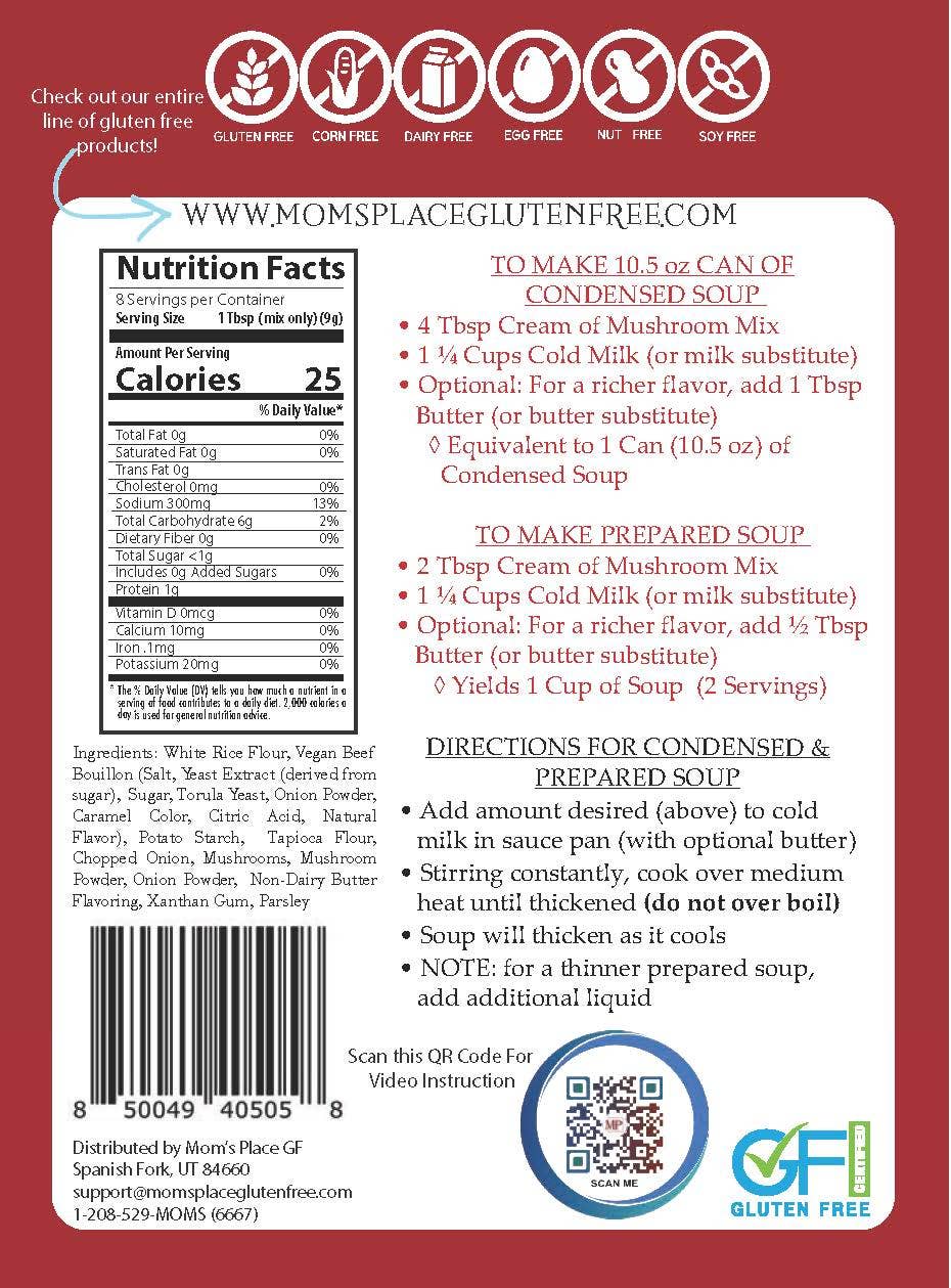 Gluten-Free Cream of Mushroom Soup Mix, Dairy-Free
