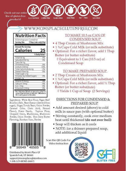 Gluten-Free Cream of Mushroom Soup Mix, Dairy-Free