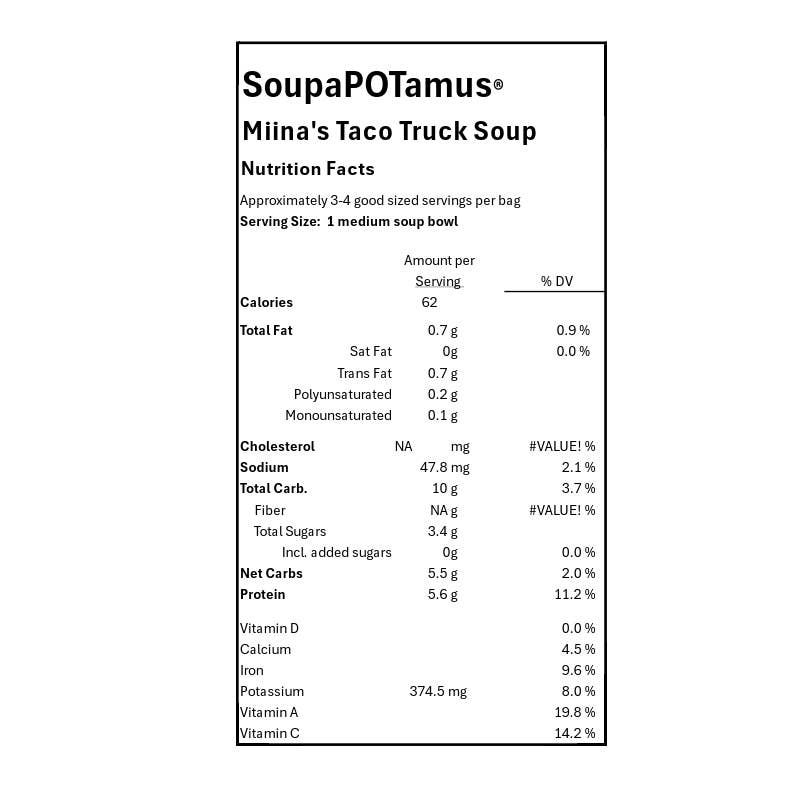 SoupaPOTamus Taco Truck Shelf-Stable Dry Soup