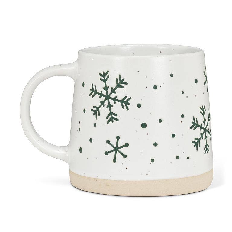 Wide Base Mug with Snowflakes - (14oz)