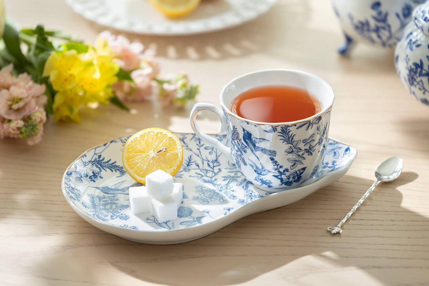 Blue Bird Toile 7oz Fine Porcelain Tea Snack Set