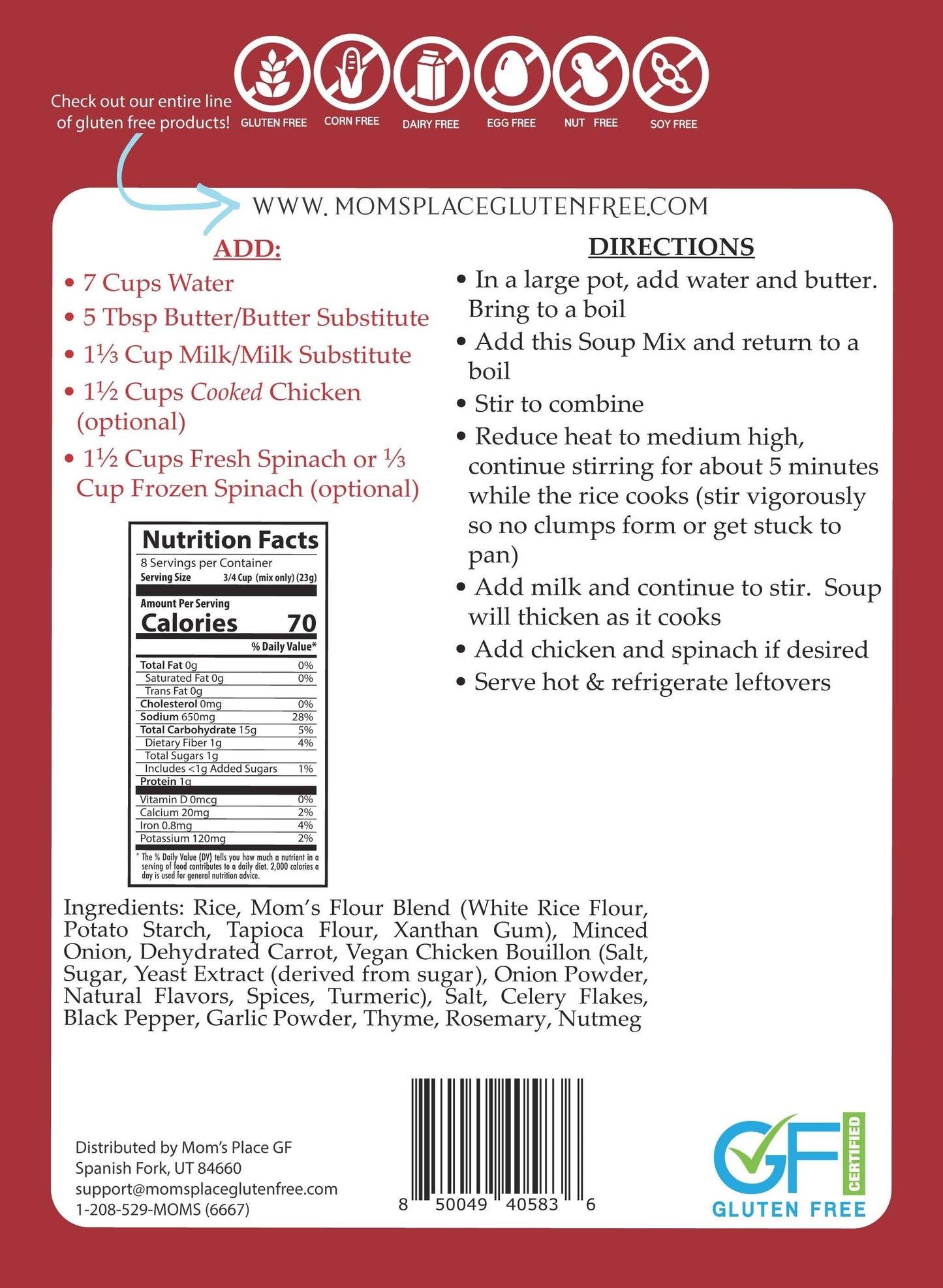 Gluten-Free Creamy Chicken & Rice Soup Mix