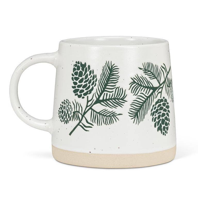 Wide Base Mug with Pinecones-(14oz)