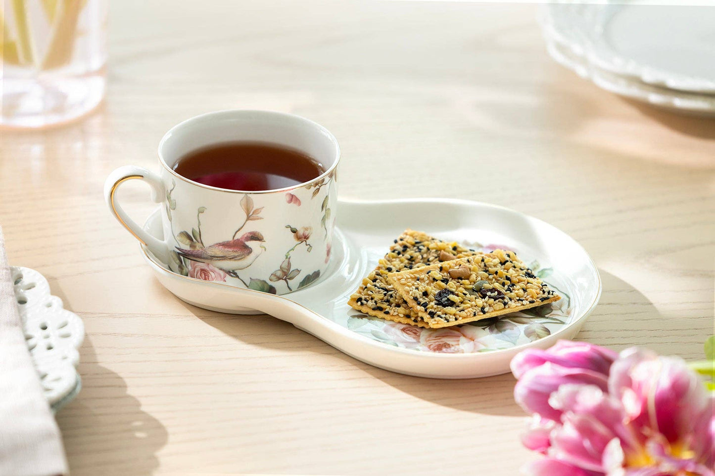 Magnolia Garden 8oz Fine Porcelain Tea Snack Set