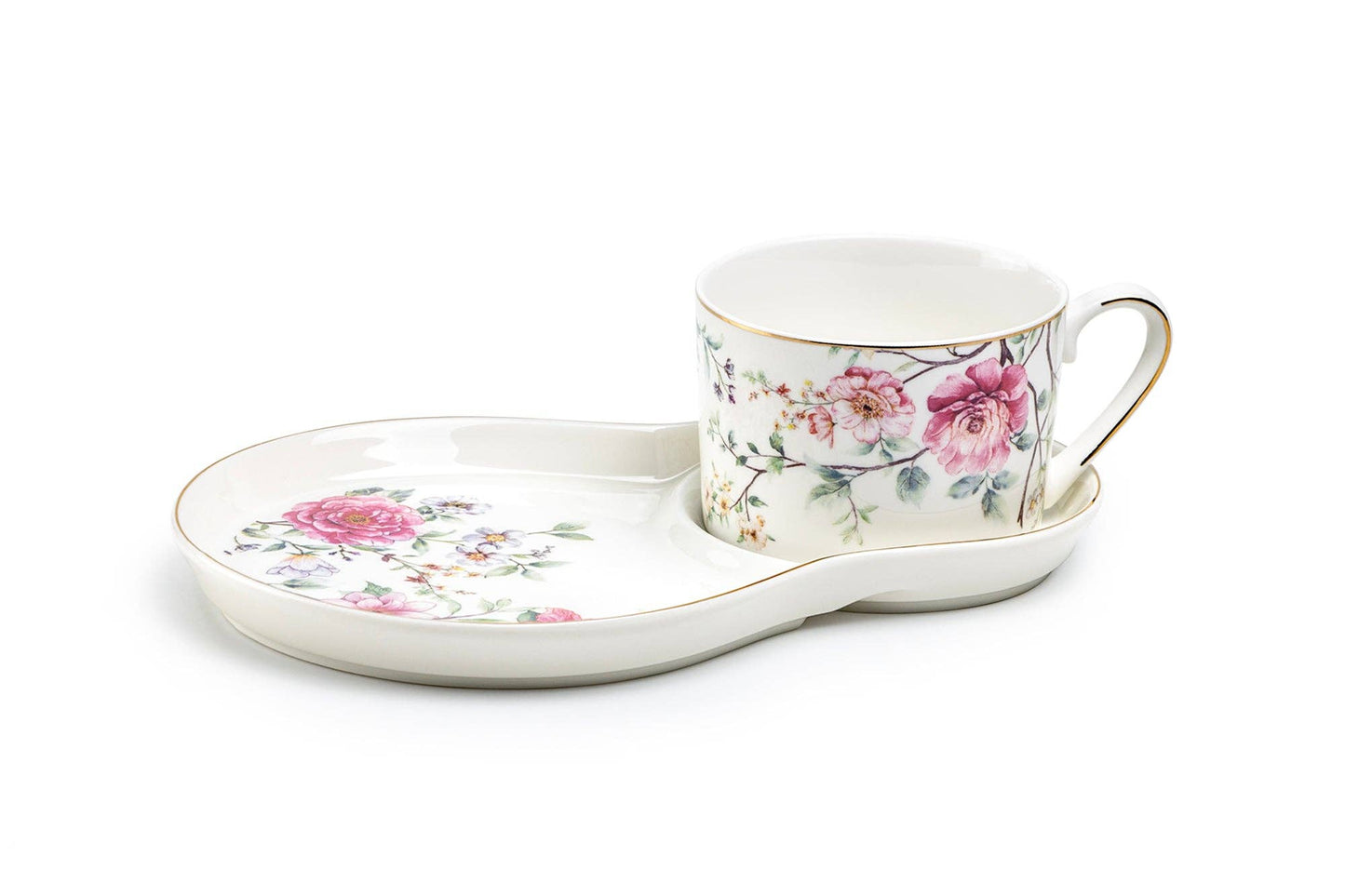 Pink Camellia 8oz Fine Porcelain Tea Snack Set