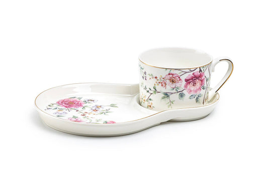 Pink Camellia 8oz Fine Porcelain Tea Snack Set