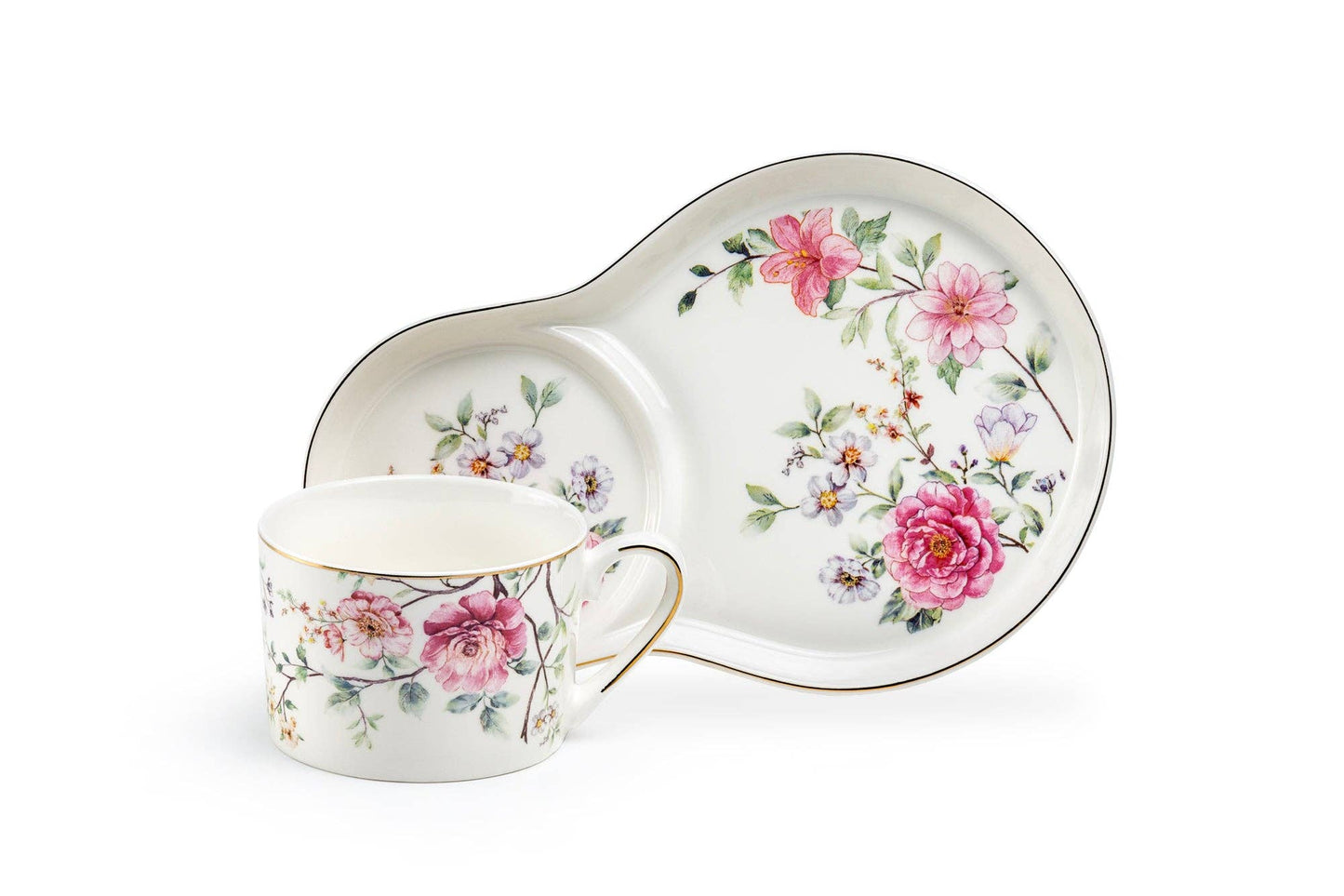 Pink Camellia 8oz Fine Porcelain Tea Snack Set