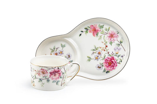 Pink Camellia 8oz Fine Porcelain Tea Snack Set