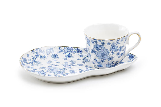 Blue Katie Rose 7oz Fine Porcelain Tea Snack Set