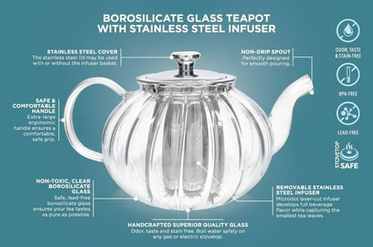 Teabloom Vienna Glass Teapot With Removable Infuser: 37 OZ