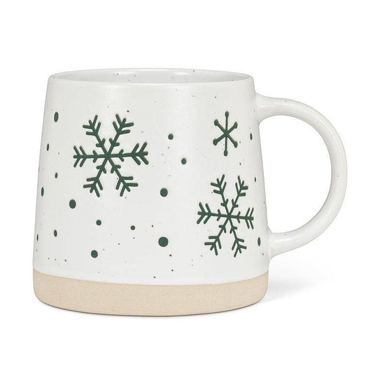 Wide Base Mug with Snowflakes - (14oz)