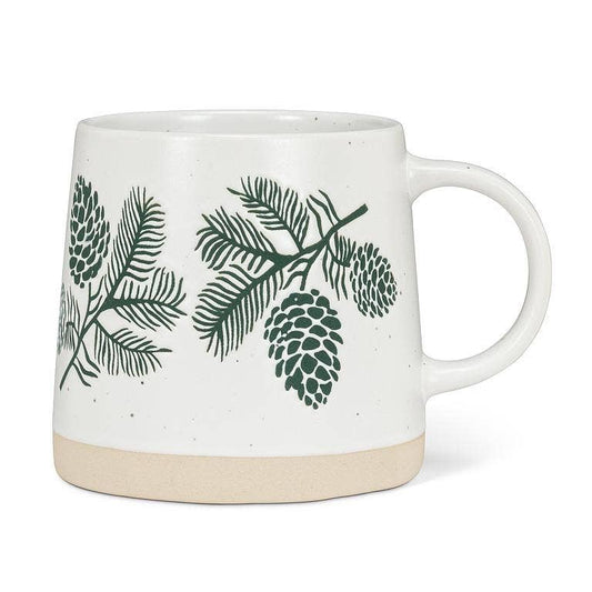 Wide Base Mug with Pinecones-(14oz)