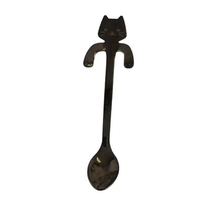 Cat Hanging 4.5"L Tea Spoon Black