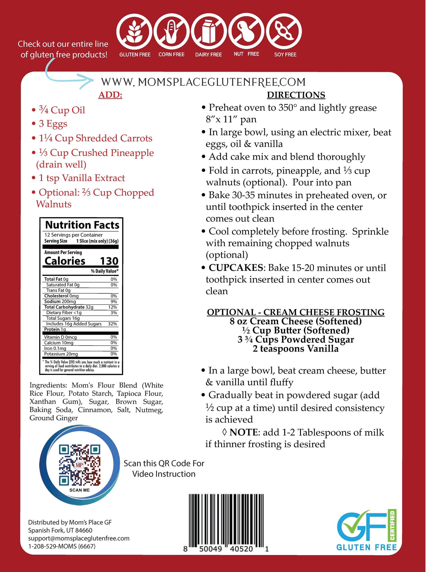 Gluten-Free Carrot Cake Mix