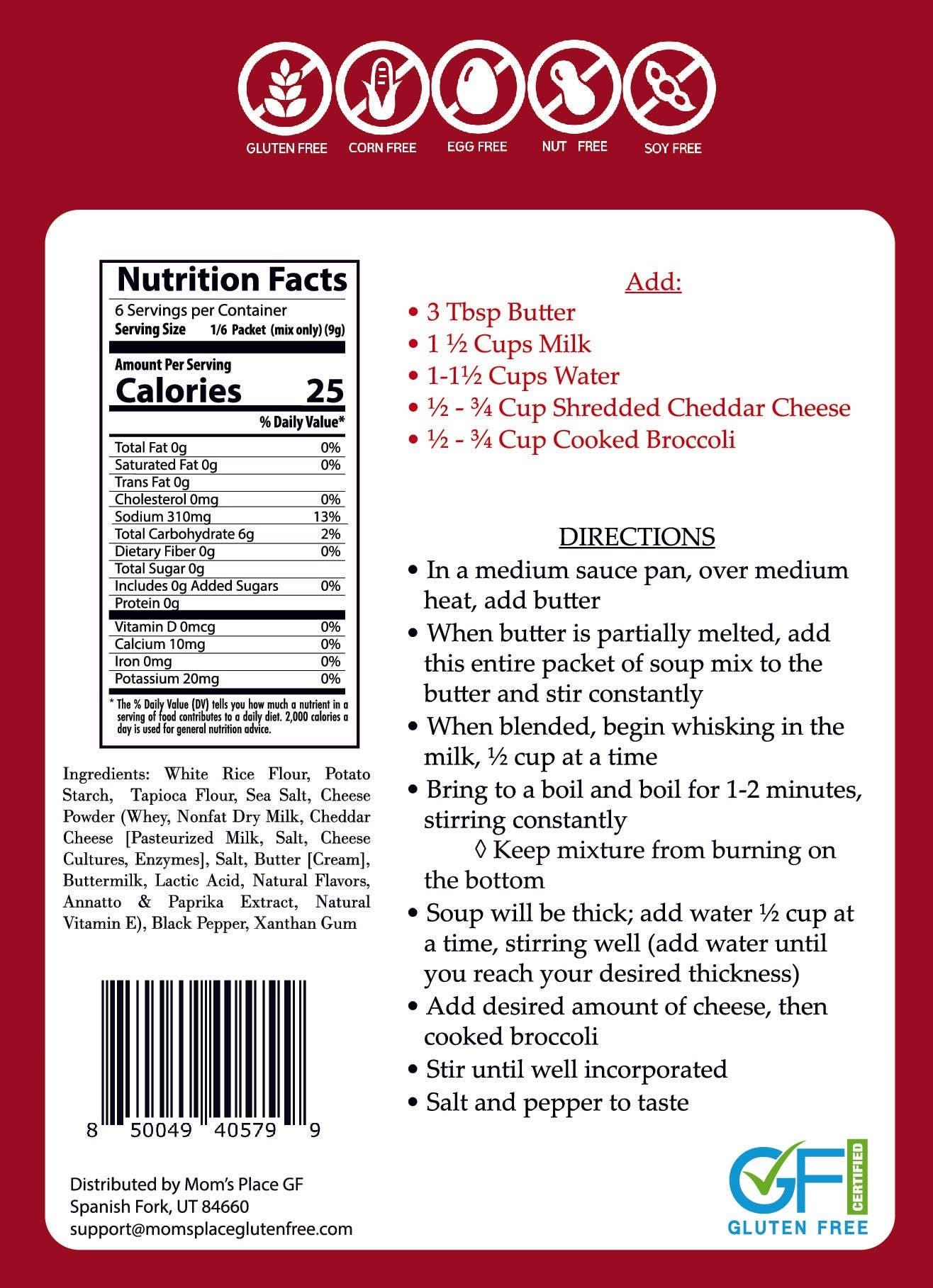 Gluten-Free Broccoli Cheese Soup Mix