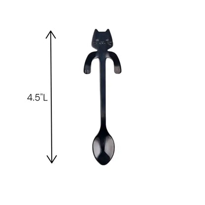 Cat Hanging 4.5"L Tea Spoon Black