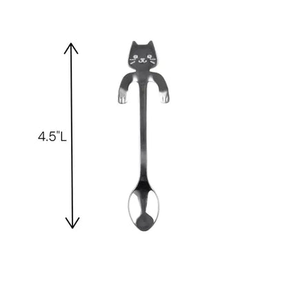 Cat Hanging 4.5"L Tea Spoon Silver