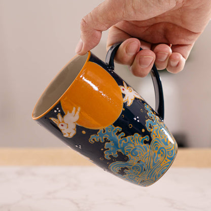 Moon Rabbit Design 15oz Tea Mugs with Lid and Infuser