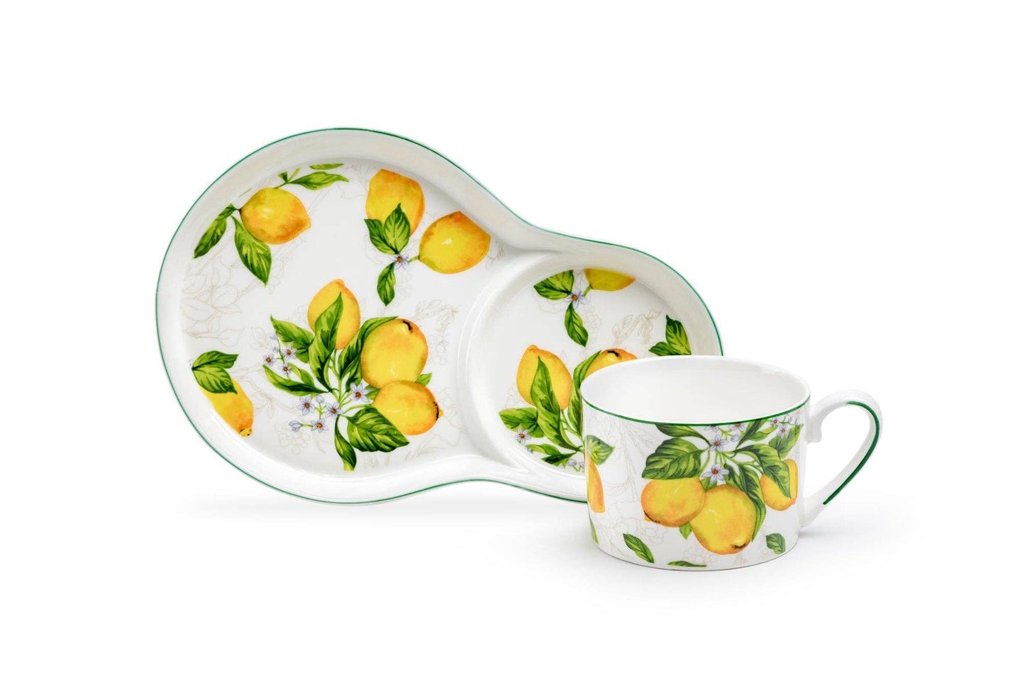Lemon Garden Fine Porcelain 8oz Tea Snack Set