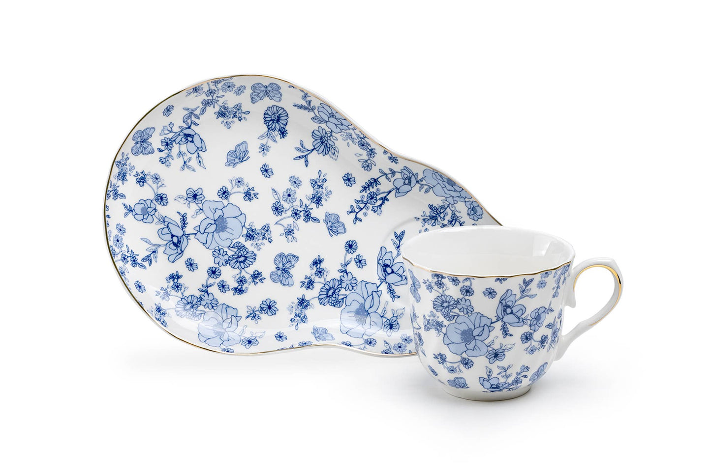 Blue Katie Rose 7oz Fine Porcelain Tea Snack Set