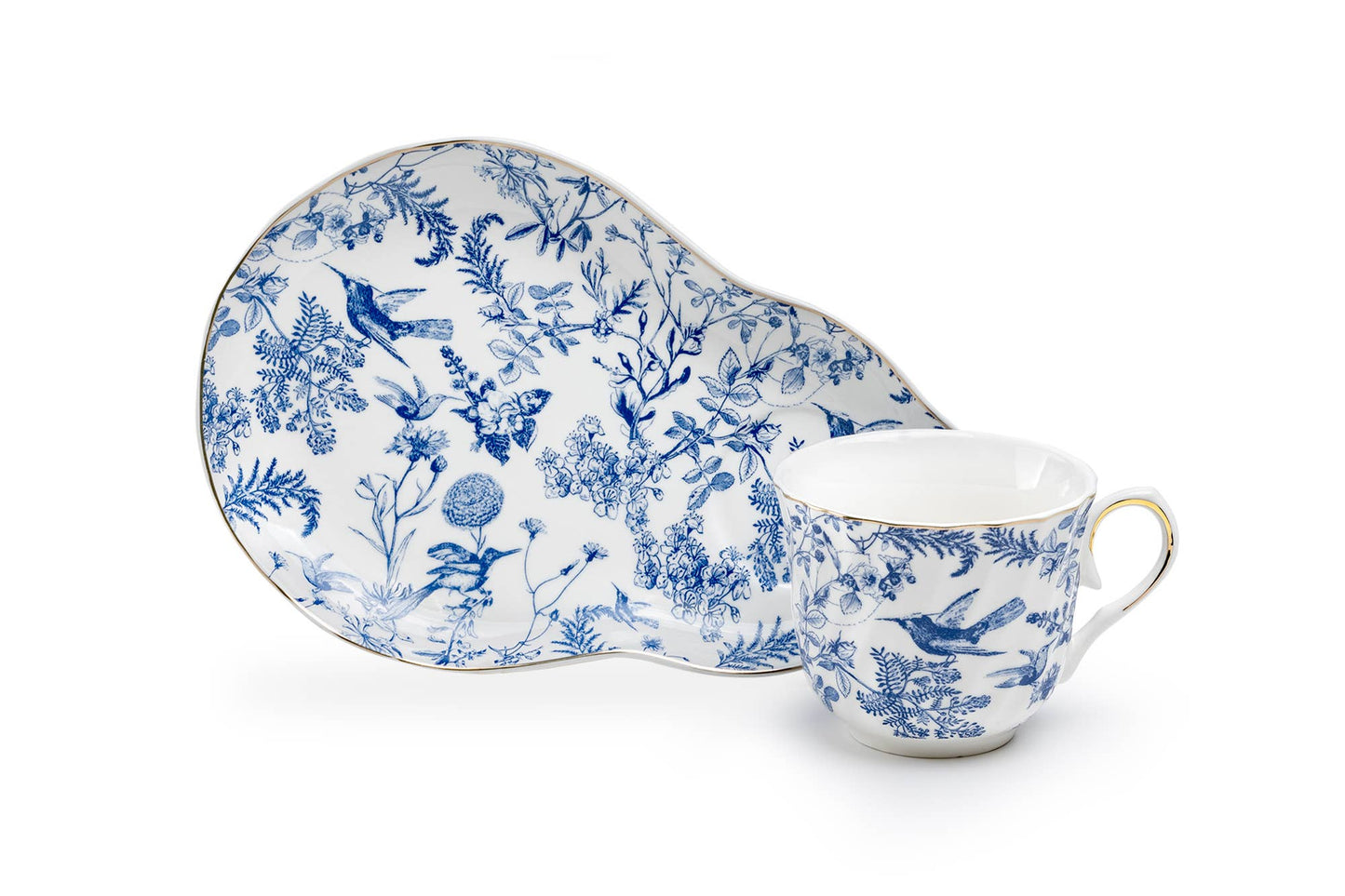 Blue Bird Toile 7oz Fine Porcelain Tea Snack Set