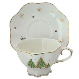 Green Pine Tree Cup and Saucer