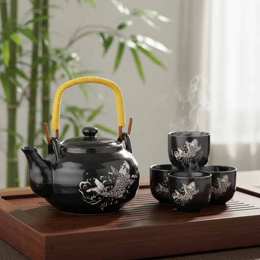 Koi Fish Tea Set 22oz Tea Pot with 4 Cups